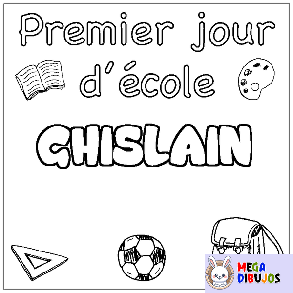 Coloraci&oacute;n del nombre GHISLAIN - decorado primer d&iacute;a de escuela