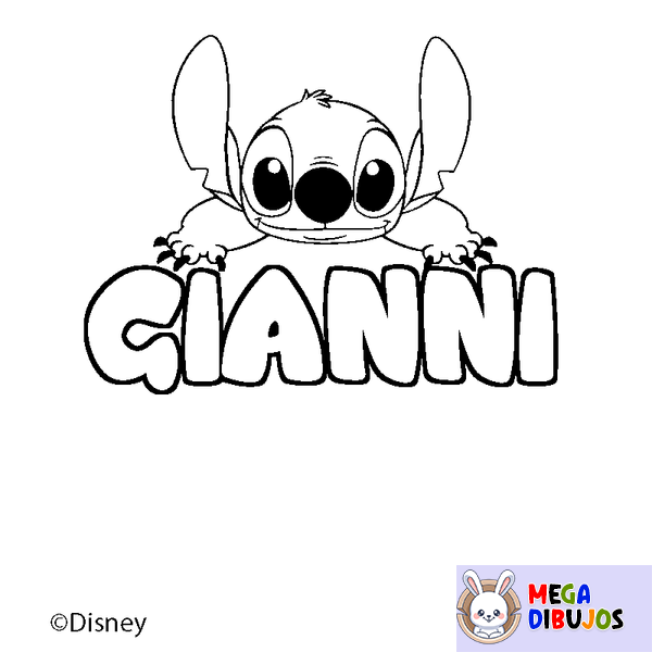 Coloraci&oacute;n del nombre GIANNI - decorado Stitch