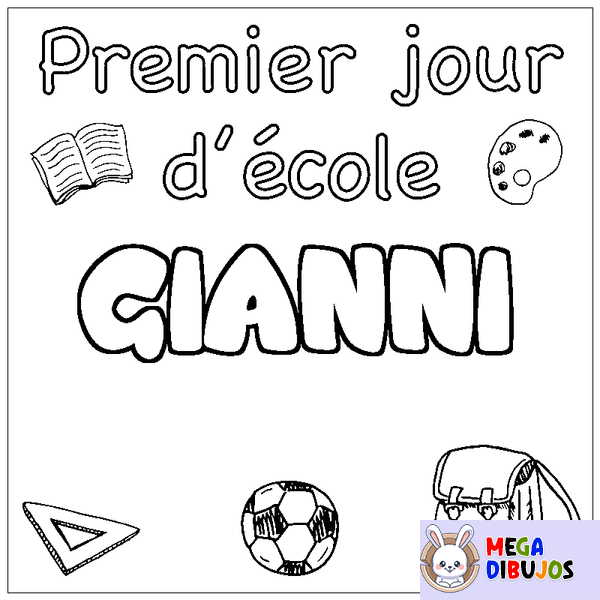 Coloraci&oacute;n del nombre GIANNI - decorado primer d&iacute;a de escuela