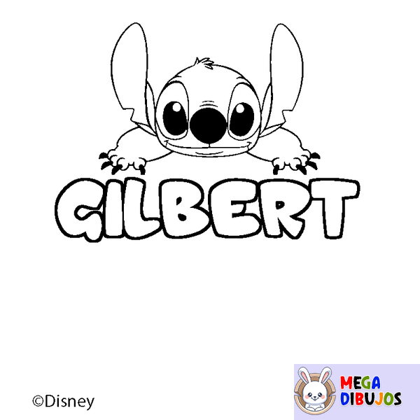 Coloraci&oacute;n del nombre GILBERT - decorado Stitch