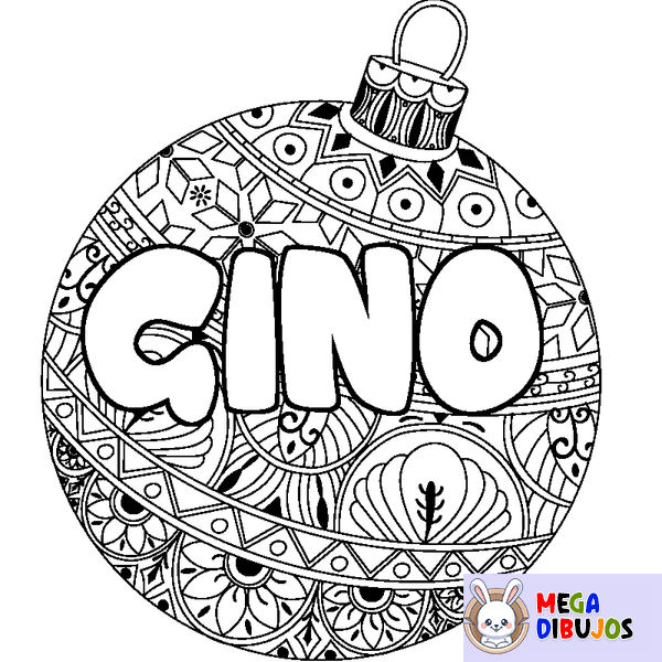 Coloraci&oacute;n del nombre GINO - decorado bola de Navidad