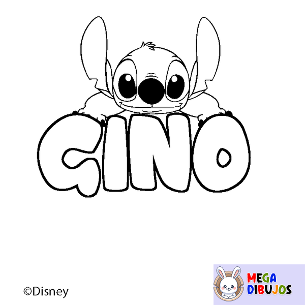 Coloraci&oacute;n del nombre GINO - decorado Stitch