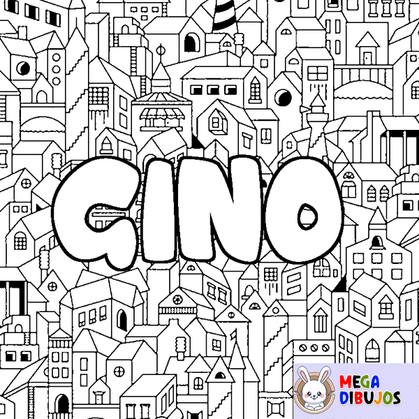 Coloraci&oacute;n del nombre GINO - decorado ciudad