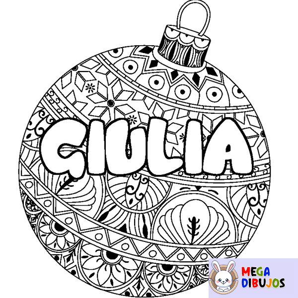 Coloraci&oacute;n del nombre GIULIA - decorado bola de Navidad
