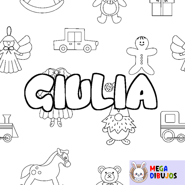 Coloraci&oacute;n del nombre GIULIA - decorado juguetes
