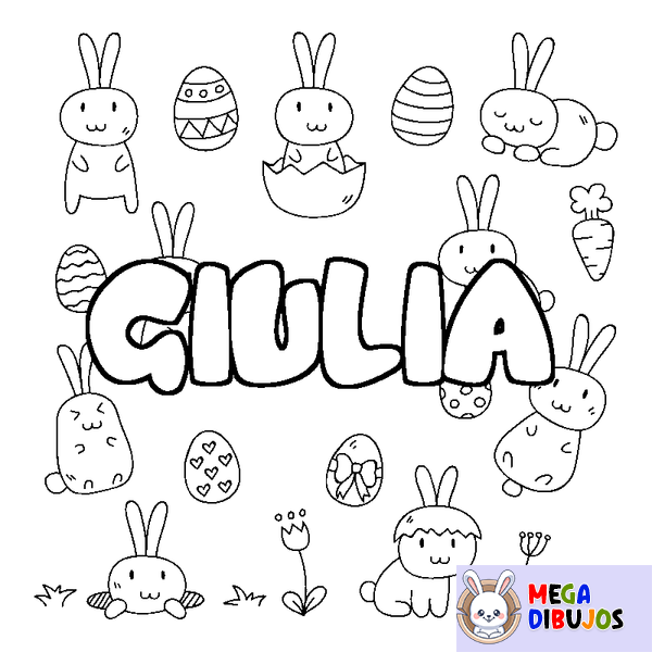 Coloraci&oacute;n del nombre GIULIA - decorado Pascua