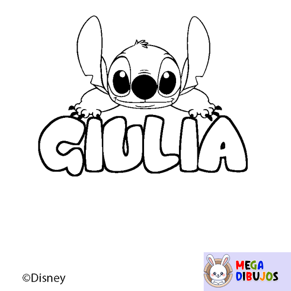Coloraci&oacute;n del nombre GIULIA - decorado Stitch