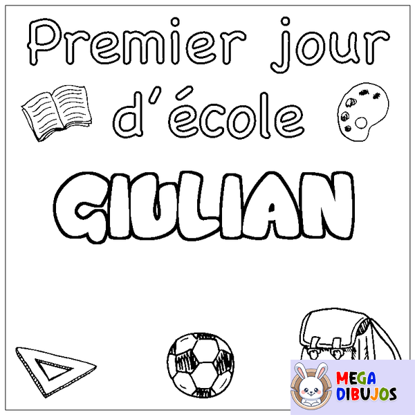 Coloraci&oacute;n del nombre GIULIAN - decorado primer d&iacute;a de escuela