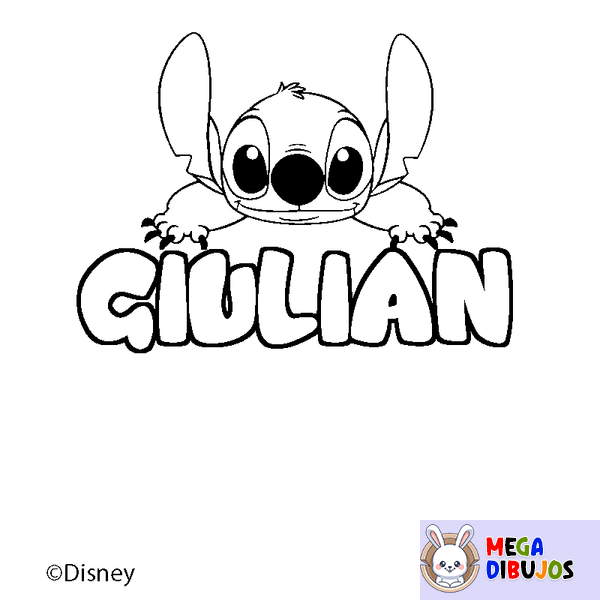 Coloraci&oacute;n del nombre GIULIAN - decorado Stitch
