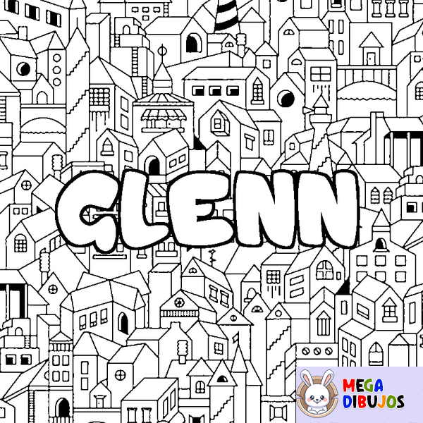 Coloraci&oacute;n del nombre GLENN - decorado ciudad