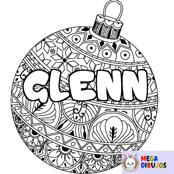 Coloraci&oacute;n del nombre GLENN - decorado bola de Navidad