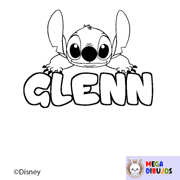 Coloraci&oacute;n del nombre GLENN - decorado Stitch