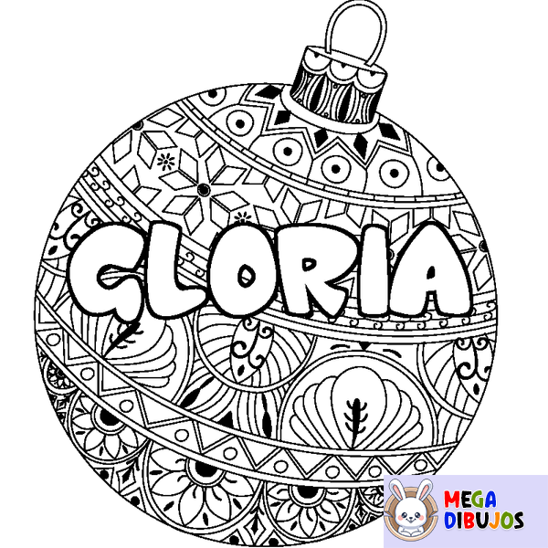 Coloraci&oacute;n del nombre GLORIA - decorado bola de Navidad