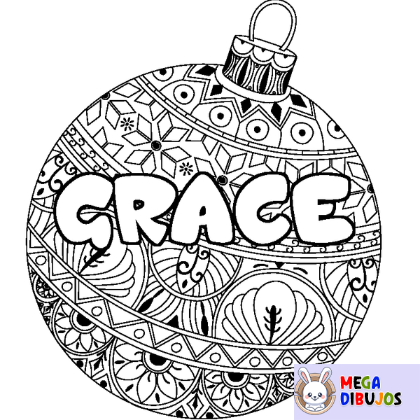 Coloraci&oacute;n del nombre GRACE - decorado bola de Navidad
