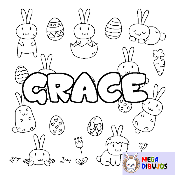 Coloraci&oacute;n del nombre GRACE - decorado Pascua