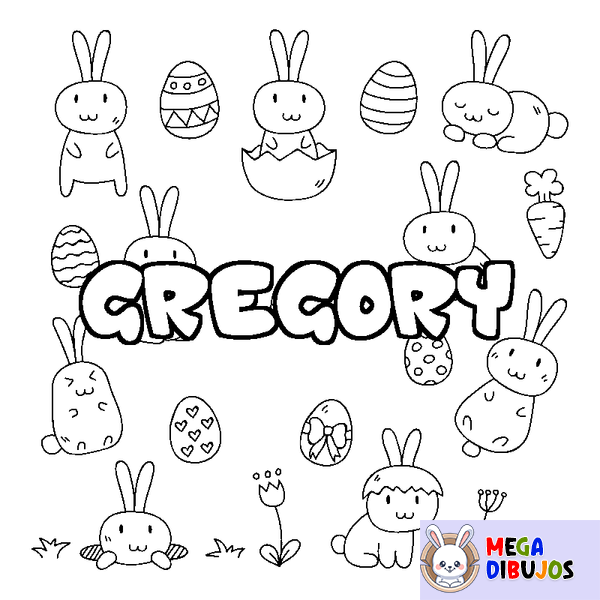 Coloraci&oacute;n del nombre GREGORY - decorado Pascua