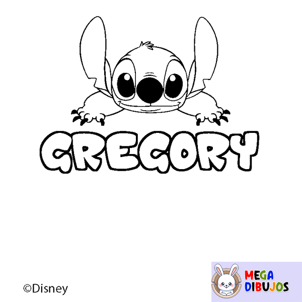 Coloraci&oacute;n del nombre GREGORY - decorado Stitch