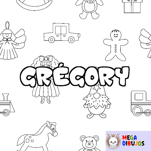 Coloraci&oacute;n del nombre GR&Eacute;GORY - decorado juguetes