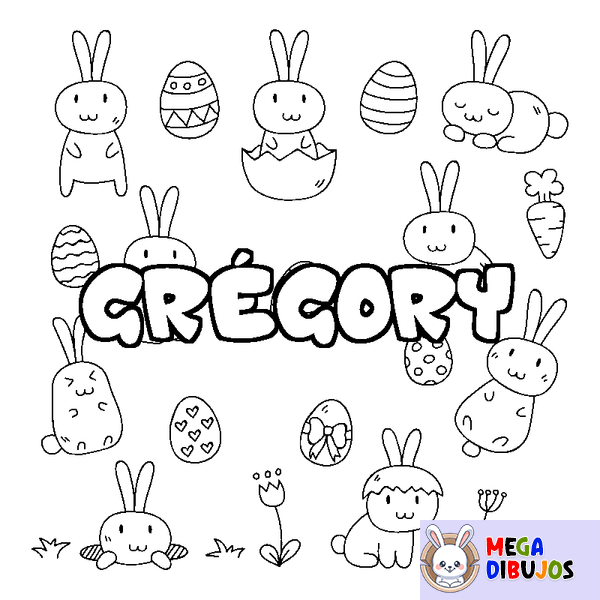 Coloraci&oacute;n del nombre GR&Eacute;GORY - decorado Pascua