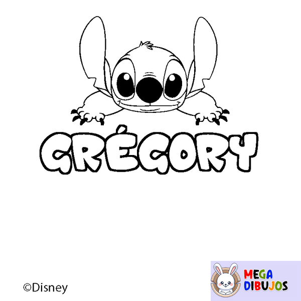 Coloraci&oacute;n del nombre GR&Eacute;GORY - decorado Stitch