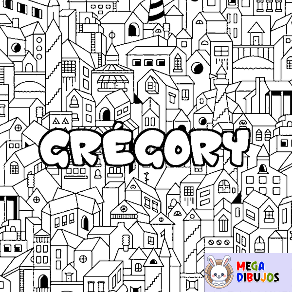 Coloraci&oacute;n del nombre GR&Eacute;GORY - decorado ciudad