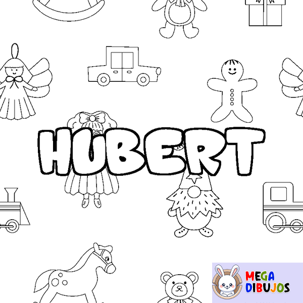 Coloraci&oacute;n del nombre HUBERT - decorado juguetes