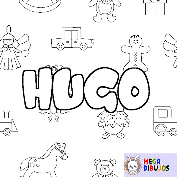 Coloraci&oacute;n del nombre HUGO - decorado juguetes