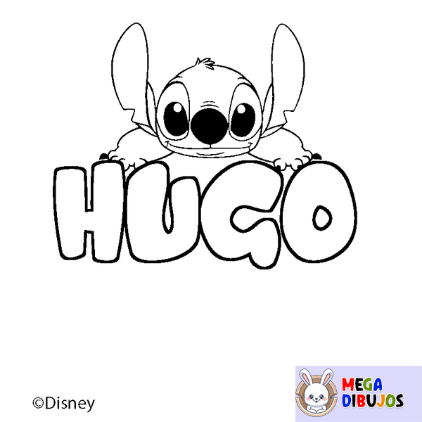 Coloraci&oacute;n del nombre HUGO - decorado Stitch
