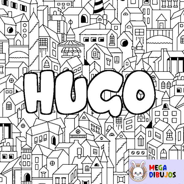 Coloraci&oacute;n del nombre HUGO - decorado ciudad