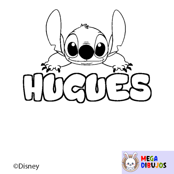 Coloraci&oacute;n del nombre HUGUES - decorado Stitch