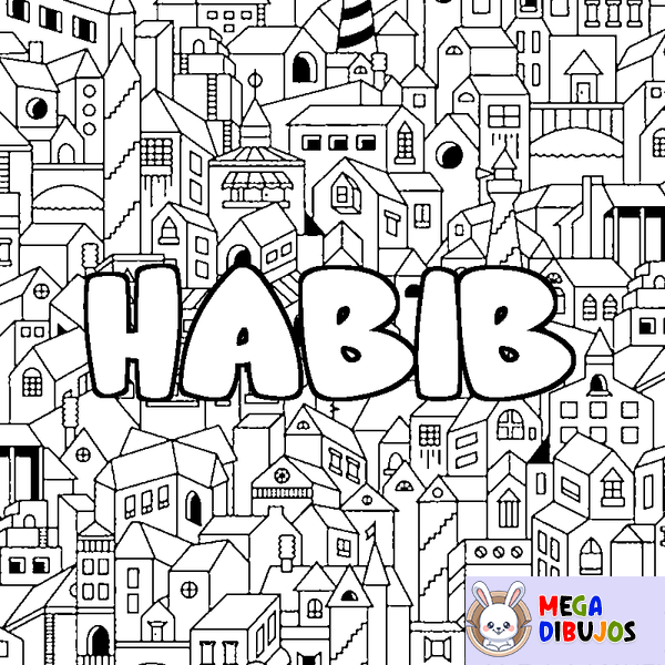 Coloraci&oacute;n del nombre HABIB - decorado ciudad