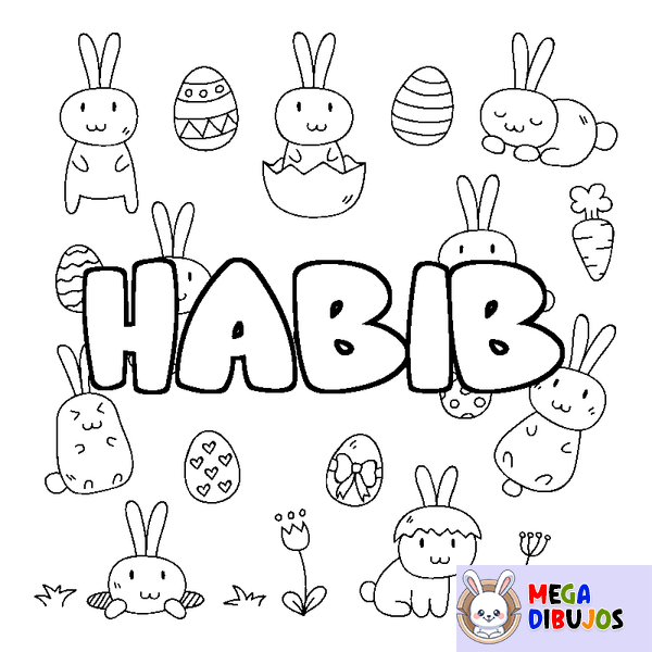 Coloraci&oacute;n del nombre HABIB - decorado Pascua