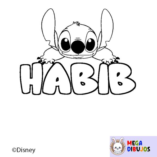 Coloraci&oacute;n del nombre HABIB - decorado Stitch