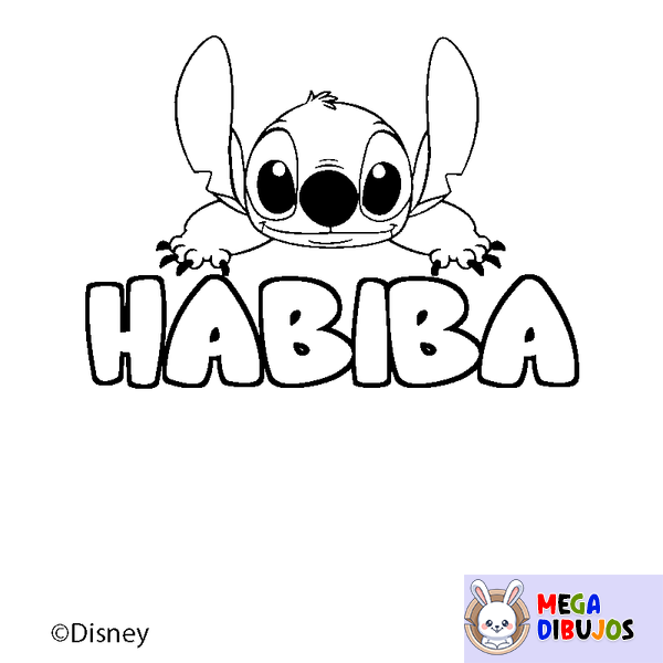 Coloraci&oacute;n del nombre HABIBA - decorado Stitch