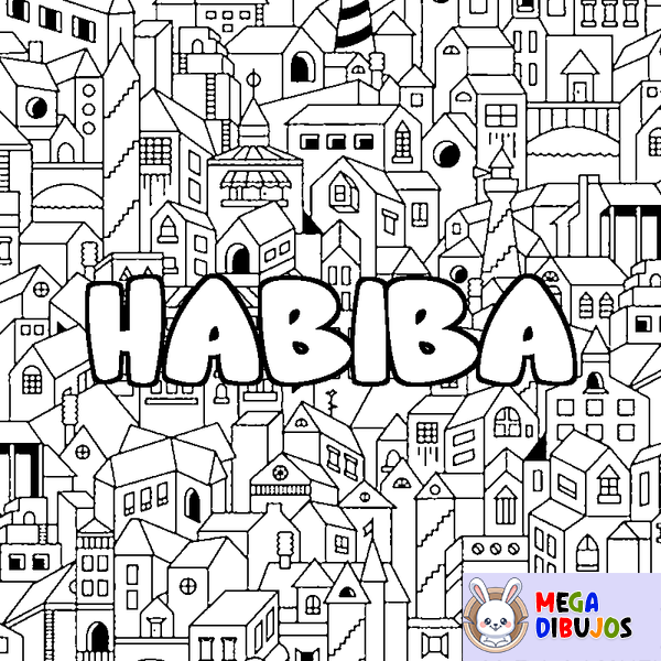 Coloraci&oacute;n del nombre HABIBA - decorado ciudad