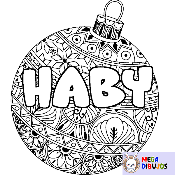 Coloraci&oacute;n del nombre HABY - decorado bola de Navidad