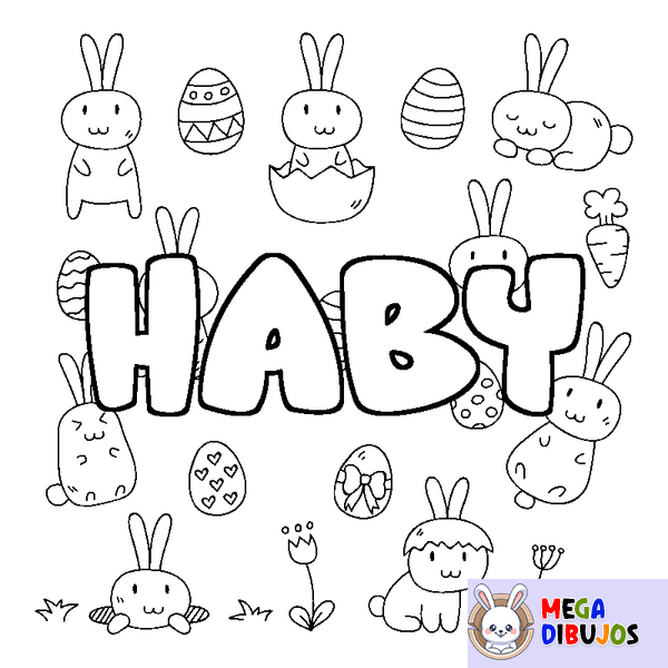 Coloraci&oacute;n del nombre HABY - decorado Pascua