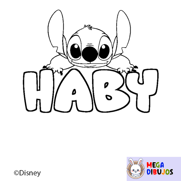 Coloraci&oacute;n del nombre HABY - decorado Stitch