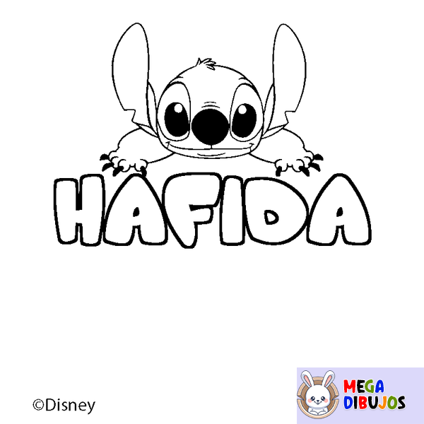 Coloraci&oacute;n del nombre HAFIDA - decorado Stitch