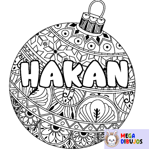 Coloraci&oacute;n del nombre HAKAN - decorado bola de Navidad