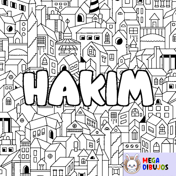 Coloraci&oacute;n del nombre HAKIM - decorado ciudad