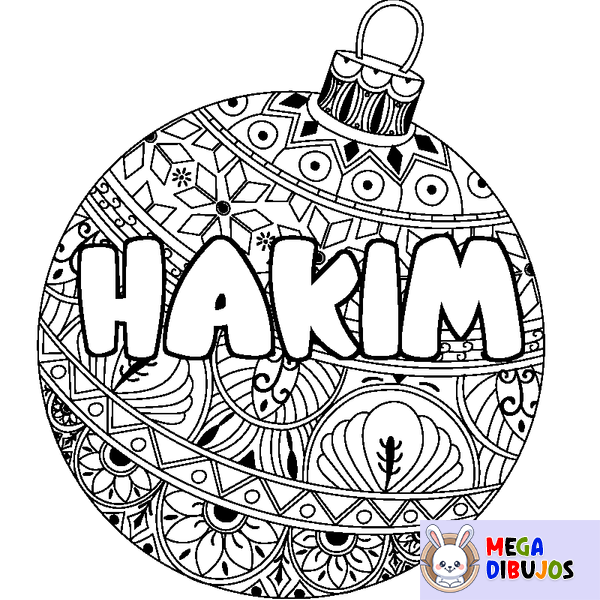 Coloraci&oacute;n del nombre HAKIM - decorado bola de Navidad