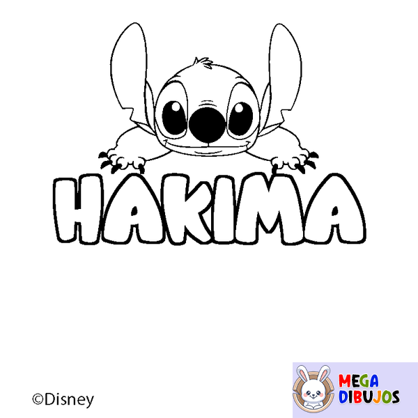 Coloraci&oacute;n del nombre HAKIMA - decorado Stitch