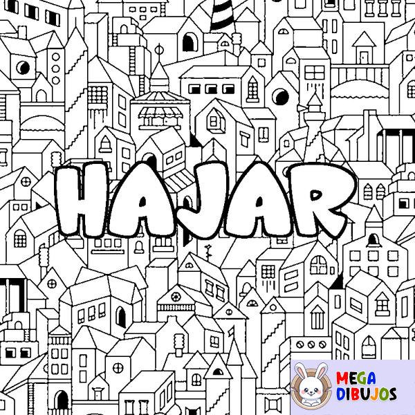 Coloraci&oacute;n del nombre HAJAR - decorado ciudad