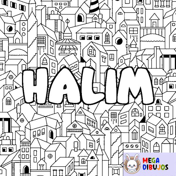 Coloraci&oacute;n del nombre HALIM - decorado ciudad