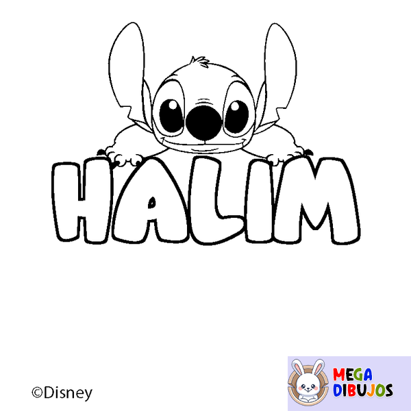 Coloraci&oacute;n del nombre HALIM - decorado Stitch