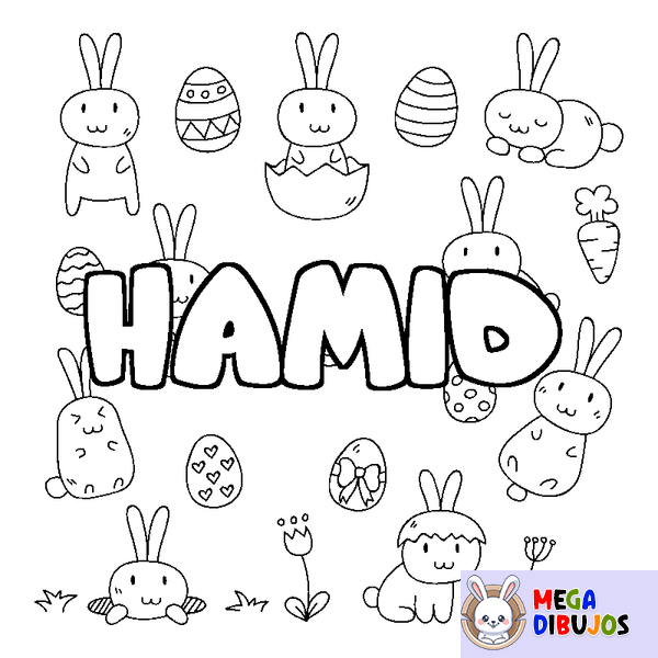 Coloraci&oacute;n del nombre HAMID - decorado Pascua