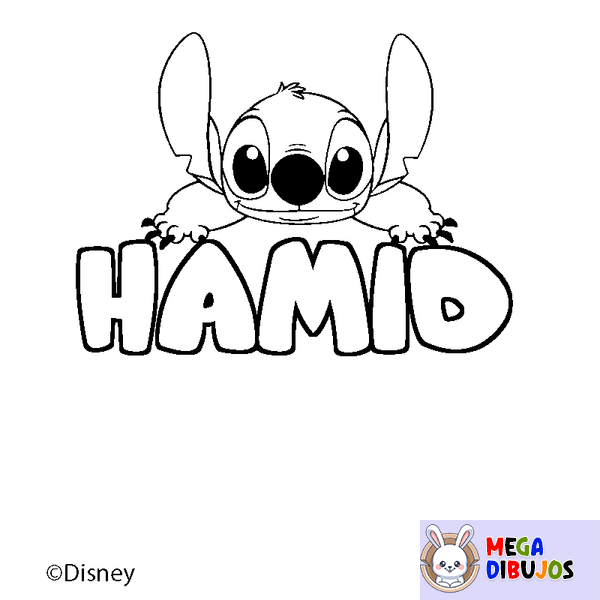 Coloraci&oacute;n del nombre HAMID - decorado Stitch