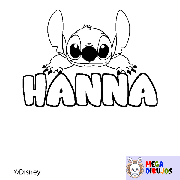 Coloraci&oacute;n del nombre HANNA - decorado Stitch