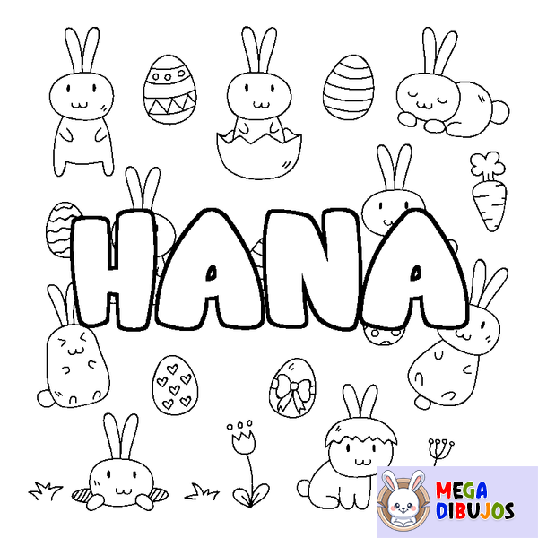 Coloraci&oacute;n del nombre HANA - decorado Pascua